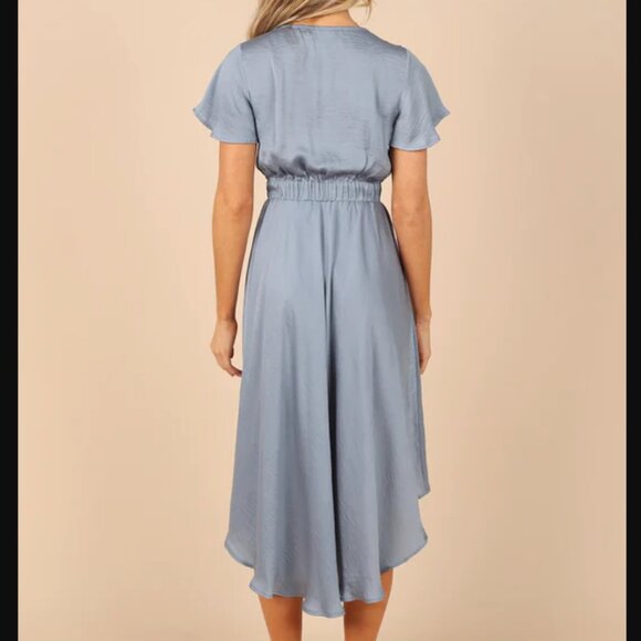 Petal + Pup Amanda Hi Lo Tie Front Dress Blue Small - Picture 7 of 8